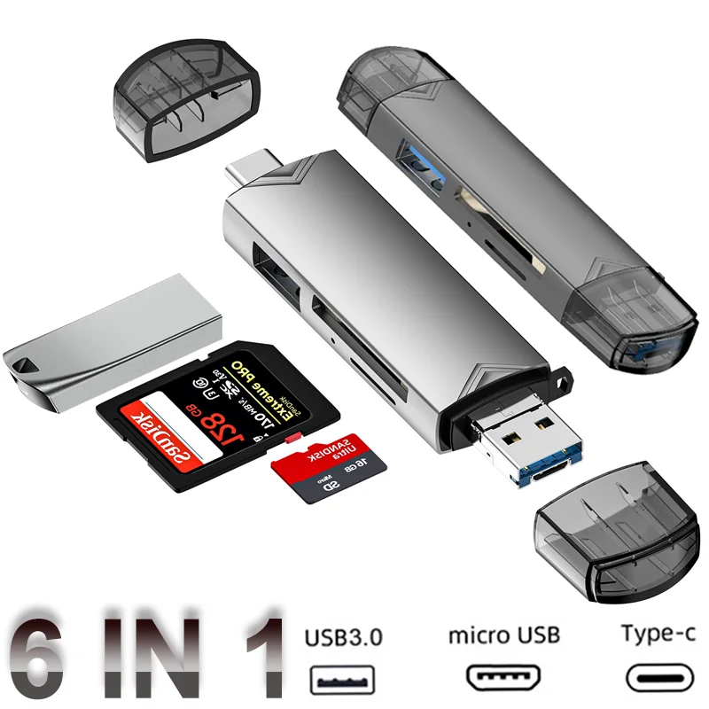 OTG 6 in 1 ٱ C Ÿ SD TF ī , USB 3.0 ī , 5Gbps  ũ ޸, ޴ Ʈ ƺϿ